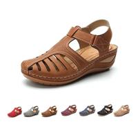 Genérico Closed Toe Sandals for Women 2026 Comfortable Dressy Summer Platform Wedges Ankle Strap Orthopedic Wide Width Breathable Casual Walking Shoes (brown,43)