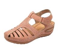 Genérico Closed Toe Sandals for Women 2026 Dressy Summer Orthopedic Wide Width Dressy Summer Lightweight Walking Shoes Casual Slip On Fisherman Walking Sandal (Pink,41)
