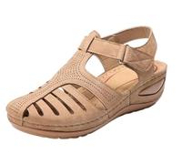 Genérico Closed Toe Sandals for Women 2026 Dressy Summer Orthopedic Wide Width Dressy Summer Lightweight Walking Shoes Casual Slip On Fisherman Walking Sandal (Beige,40.5)