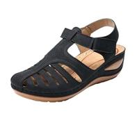 Genérico Closed Toe Sandals for Women 2026 Dressy Summer Orthopedic Wide Width Dressy Summer Lightweight Walking Shoes Casual Slip On Fisherman Walking Sandal (Black,37)