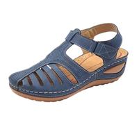 Genérico Closed Toe Sandals for Women 2026 Dressy Summer Orthopedic Wide Width Dressy Summer Lightweight Walking Shoes Casual Slip On Fisherman Walking Sandal (Blue,40)