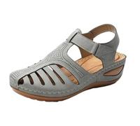 Genérico Closed Toe Sandals for Women 2026 Dressy Summer Orthopedic Wide Width Dressy Summer Lightweight Walking Shoes Casual Slip On Fisherman Walking Sandal (Grey,40)