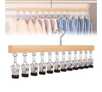 Genérico Closet Organizer with 10 Clips - Space Saving Hanging Closet Organizer, Legging Organizer for Clothes, Dorm Storage, Wardrobe, Adjustable Stainless Steel (A)