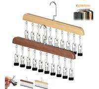 Genérico Closet Organizer with 10 Clips - Space Saving Hanging Closet Organizer, Sock Drying Hanger with Clips Versatile Laundry Drying Rack, Dorm Storage, Wardrobe (Wood+Dark Wood)