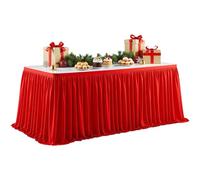 Genérico Cloth Party Decorations Home Decor | Mesa Skirting - 6/9Ft Fabric Desk Skirt Rectangle Table Cover for Gathering Birthday Banquet Gender Reveal Wedding Holiday Outdoor