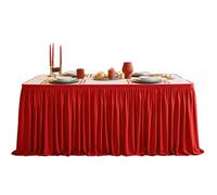 Genérico Cloth Party Decorations Home Decor | Mesa Skirting - 6/9Ft Fabric Desk Skirt Rectangle Table Cover for Gathering Birthday Banquet Gender Reveal Wedding Holiday Outdoor
