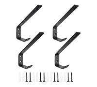Genérico Clothes Hooks, Wall Hanger, Sturdy Stainless Steel Build 4 Pieces Mounts with Screws, Storage Solution Hook for Home, Living Room, Bathroom, Entry Way, Closet, Cabinet, Color Black