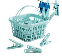 Genérico Clothesline Clips, 30PCS Windproof Laundry Pegs with Storage Basket, Non-Slip Clothespins For Socks Underwear Towels, Portable Clips For Hanging Drying, Photo Greeting Cards & Craft