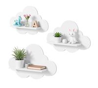 Genérico Cloud Wall Shelf - Decorative Bookshelf Set for Nursery | MDF Wood with, 3 Piece Cute Storage, Kid Room Plant Doll Perfume Vanity Kitchen Dorm Workplace Organizer