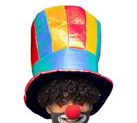 Genérico Clown Hat - Striped Rainbow Headwear, Colorful Circus Costume Accessory with Sturdy Felt Structure, Tall Stovepipe Shape Design, Ideal for Carnival Festivals Parades and Halloween Parties