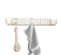 Generico Coat Rack Wall Mount, Suction Cup Key Hook, 15.94x2.36x1.97inches No Drill Lock Shelf, Gray/White Compact Panel Mounted Coat Hooks, Reusable Entryway Hanging Rack for Home