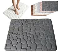 Genérico Cobblestone Embossed Bathroom Bath Mat, Non-Slip Mat with Pebble Pattern, Memory Foam Absorbent Coral Fleece Bathroomrug, Soft Washable Bathroom Mats (Dark Gray,S(15.7 * 23.6in))