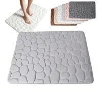 Genérico Cobblestone Embossed Bathroom Bath Mat, Non-Slip Mat with Pebble Pattern, Memory Foam Absorbent Coral Fleece Bathroomrug, Soft Washable Bathroom Mats (Light Gray,L(23.6 * 35.4in))