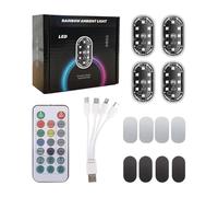 Generico Coche inalámbrico LED Set de 4 LED de colores impermeables | Luz de emergencia LED anticolisión intermitente para coche, bicicleta, scooter, caravana, viajes y desplazamientos diarios