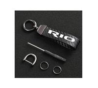 Genérico Coche Llaveros para KIA Rio Fibra De Carbono Cuero con el Anillo Giratorio en D Llavero Accesorios de Coche,Black-12.5CM