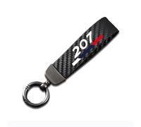 Genérico Coche Llaveros para Peugeot 207 Fibra De Carbono Cuero con el Anillo Giratorio en D Llavero Accesorios de Coche,Black-12.5CM