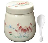 Genérico Coddled Egg Cups with Lids,220ml Porcelain Ceramic Egg Cooker,Steamed Eggs Dish Dessert Cups for Breakfast with a Twistable Ceramic Lid,Vintage Ceramics Soft Boiled Eggs Cooker (Red)