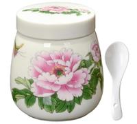 Genérico Coddled Egg Cups with Lids,220ml Porcelain Ceramic Egg Cooker,Steamed Eggs Dish Dessert Cups for Breakfast with a Twistable Ceramic Lid,Vintage Ceramics Soft Boiled Eggs Cooker (Pink Green)