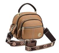 Genérico Coefficienta Classic Multifunctional Compartments Adjustable Wide Shoulder Strap Leather Bag, Shoulder Bag (Brown)