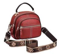 Genérico Coefficienta Classic Multifunctional Compartments Adjustable Wide Shoulder Strap Leather Bag, Shoulder Bag (Red)