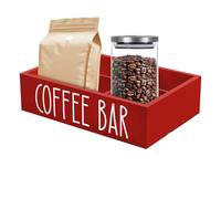 Genérico Coffee Bar Organizer, Wooden Beverage Station Box, Removable Divider Storage Tea and Cups, Compact Countertop Solution, for Kitchen, Home, Desk, Apartment, Hotel, Travel, Bathroom