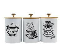 Genérico Coffee Canister Airtight Storage Jar - Sealed Kitchen Container, Ground Bean Freshness Keeper, Countertop Food Organizer | Three Piece Air Lock Preservation Set for Coffee Tea Pantry Use