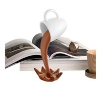 Generico Coffee Cup Spilling Decor - Resin Keepsake Ornament, Coffee Spilling Figurine for Decorating, Liquid Sculpture Device, Home Accessory with Whimsical-Flair, Ornamentation Tool for Displaying