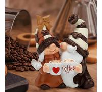 Genérico Coffee Gnomes Figurines - Dwarf Resin Ornaments For Home Decor | Resin with Brown Finish, Small Coffee Bar Accessories, Wall Shelf Decor, Cute GNOME Figurines For Kitchen, Valentine’s Day