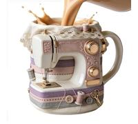 Genérico Coffee Mug | 330ml Ceramic Cute Sewing Machine Theme Cups,Portable Catering Coffee Dinnerware, Ideal For Kitchen House Table Desk Living Room Indoor Outdoor Woman Man