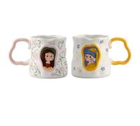 Genérico Coffee Mugs, 2 Artistic And Cute Mug, Funny Tea Cup, Renaissance Novel Ceramic Cup, Aesthetic Coffee Cups With Flower-shaped Handle, For Women Men Family Friends Lovers