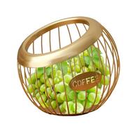Genérico Coffee Pod Basket Iron Organizer - 20x18.5cm 368g Black White Gold - Fruit Snack Candy Storage For Living Room Coffee Table - Home Decor Countertop Tray