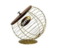 Genérico Coffee Pod Holder - Metal Coffee Capsuĺe Storage Basket | Slanted Iron CoffeeStorage Rack with Lid | Large Capacity CoffeeStand | Desktop Organizer | Black, Gold | Kitchen, Home, Office