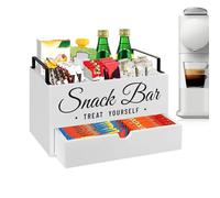 Genérico Coffee Set up Station, Counter Coffee and Tea Organizer 12.2x7.87x6.69in, Wooden Holder with Drawer Storage for Kitchen Apartment Pod Sugar Cups Syrup Condiment Daily Beverage Prep