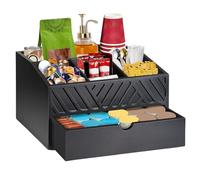 Genérico Coffee Stand, Portable Tea Drawer, Tabletop Coffee Storage, 12-Inches Compact Organizer with 5 Compartments, Space Saver for Home, Workplace, Dorm, Cafe and Dining Area, Black