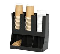 Genérico Coffee Station Organizer,6-Compartment Wall Mount Holder - Coffee Bar Organizer for Countertop - Cups Lids Tea Sugar Packets Pods Condiment Syrup Kitchen Pantry Office