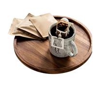 Genérico Coffee Table Tray - Wood 13.5-29.5cm Round Rustic Display Tray | Charcuterie Board Food Holder, Snack Serving Plate | For Cheese Fruit Bread Home Kitchen Living Room Bathroom Office Use