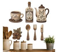 Genérico Coffee Wall Decor 7 Piece Wooden Farmhouse Kitchen Art Set