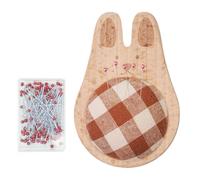 Generico Cojín para sujetar el alfiler, organizador con 100 alfileres para bordado y colcha para principiantes con animales de dibujos animados