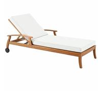 Genérico Cojín para Tumbona Exterior de Poliéster Impermeable, Colchoneta para Tumbona con Espuma 50D, 6 Cintas y Funda Extraíble, para Jardín, Terraza, Patio, Balcón y Piscina,Blanca,203x66x5cm