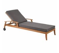 Genérico Cojín para Tumbona Exterior de Poliéster Impermeable, Colchoneta para Tumbona con Espuma 50D, 6 Cintas y Funda Extraíble, para Jardín, Terraza, Patio, Balcón y Piscina,Gris,193x56x8cm