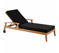 Genérico Cojín para Tumbona Exterior de Poliéster Impermeable, Colchoneta para Tumbona con Espuma 50D, 6 Cintas y Funda Extraíble, para Jardín, Terraza, Patio, Balcón y Piscina,Negro,188x58x10cm