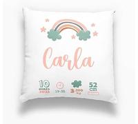 Genérico Cojín Personalizado Arcoiris Regalo Bebe Recién Nacido Mamá Tamaño a Elegir Almohada Personalizada (40 x 40 cm)