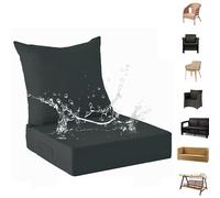 Genérico Cojines para Muebles de Jardín con Respaldo - Juego de 2 Cojines para Sillas Sillones Cojines para Exteriores Balcones Repelentes Al Agua para Coches Oficinas,H,pad60*60 * 12CMpillow60*50CM