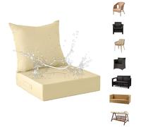 Genérico Cojines para Muebles de Jardín con Respaldo - Juego de 2 Cojines para Sillas Sillones Cojines para Exteriores Balcones Repelentes Al Agua para Coches Oficinas,C,pad60*50 * 10CMpillow60*60CM