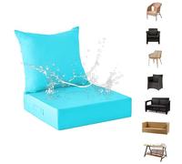 Genérico Cojines para Muebles de Jardín con Respaldo - Juego de 2 Cojines para Sillas Sillones Cojines para Exteriores Balcones Repelentes Al Agua para Coches Oficinas,D,pad48*48 * 8CMpillow48*43CM