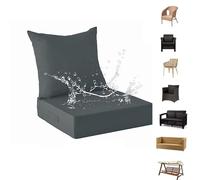 Genérico Cojines para Muebles de Jardín con Respaldo - Juego de 2 Cojines para Sillas Sillones Cojines para Exteriores Balcones Repelentes Al Agua para Coches Oficinas,M,pad62*62 * 8CMpillow62*50CM