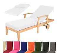 Generico CojÕn Acolchado para Tumbona Colchoneta Plegable para Tumbona de Exterior con 6 Correas Cojín Impermeable Resistente para Uso en Jardín, Playa y Piscina,Blanca,193x56x3cm