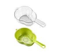 Genérico Colador de frutas - Cesta portátil reutilizable de doble capa, cuenco para lavar frutas con asa | Para verduras Tomates Bayas Fregadero de cocina Hogar Baño interior Camping al aire libre