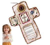 Genérico Colcha de oración Profesional, Tela católica de Santuario de Bolsillo, Alfombra Hecha a Mano Bordada con Dije Plateado para Aliento Cristiano, Viajes Familiares, Funeral, Iglesia, Adultos,