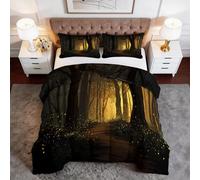 Genérico Colcha Edredón Reversible Onírico Caricatura Bosque Luciérnagas 135 x 200 cm, Edredón Cubre Cama Acolchado - Juego de Cama Anime para Sofá y Aire Acondicionado Colcha Suave y Transpirable